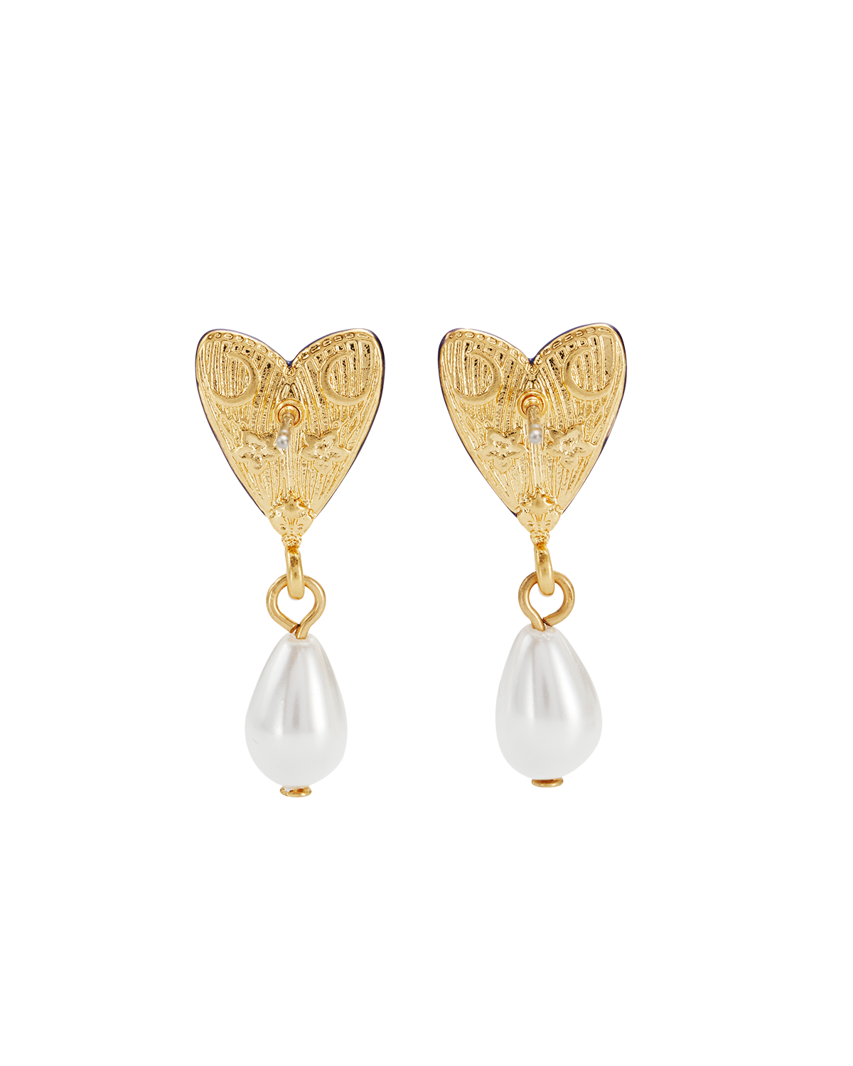 Jasmine Moon Butterfly & Pearl Earrings in Gold