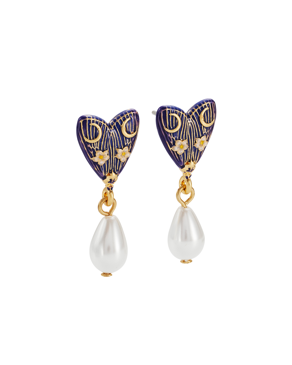 Jasmine Moon Butterfly & Pearl Earrings in Gold