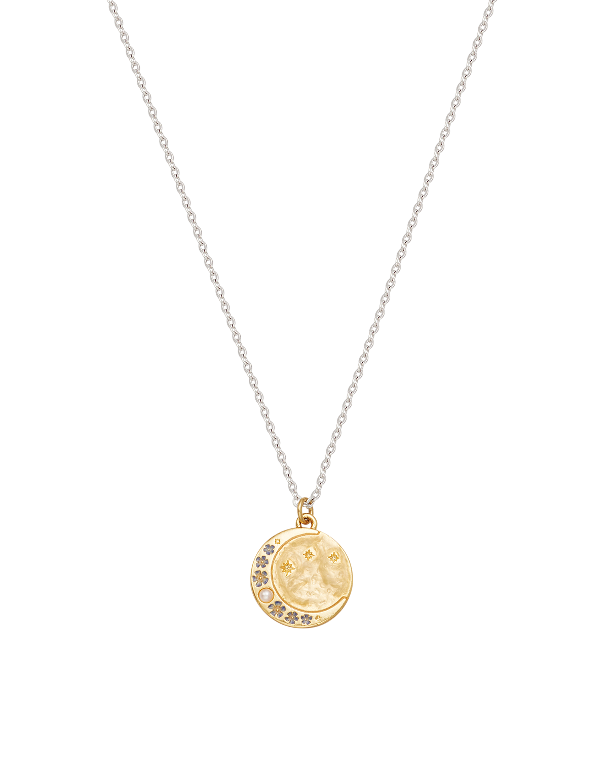 Selene Moon & Periwinkle Necklace in Gold