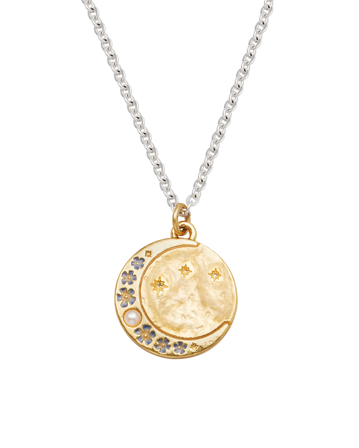 Selene Moon & Periwinkle Necklace in Gold