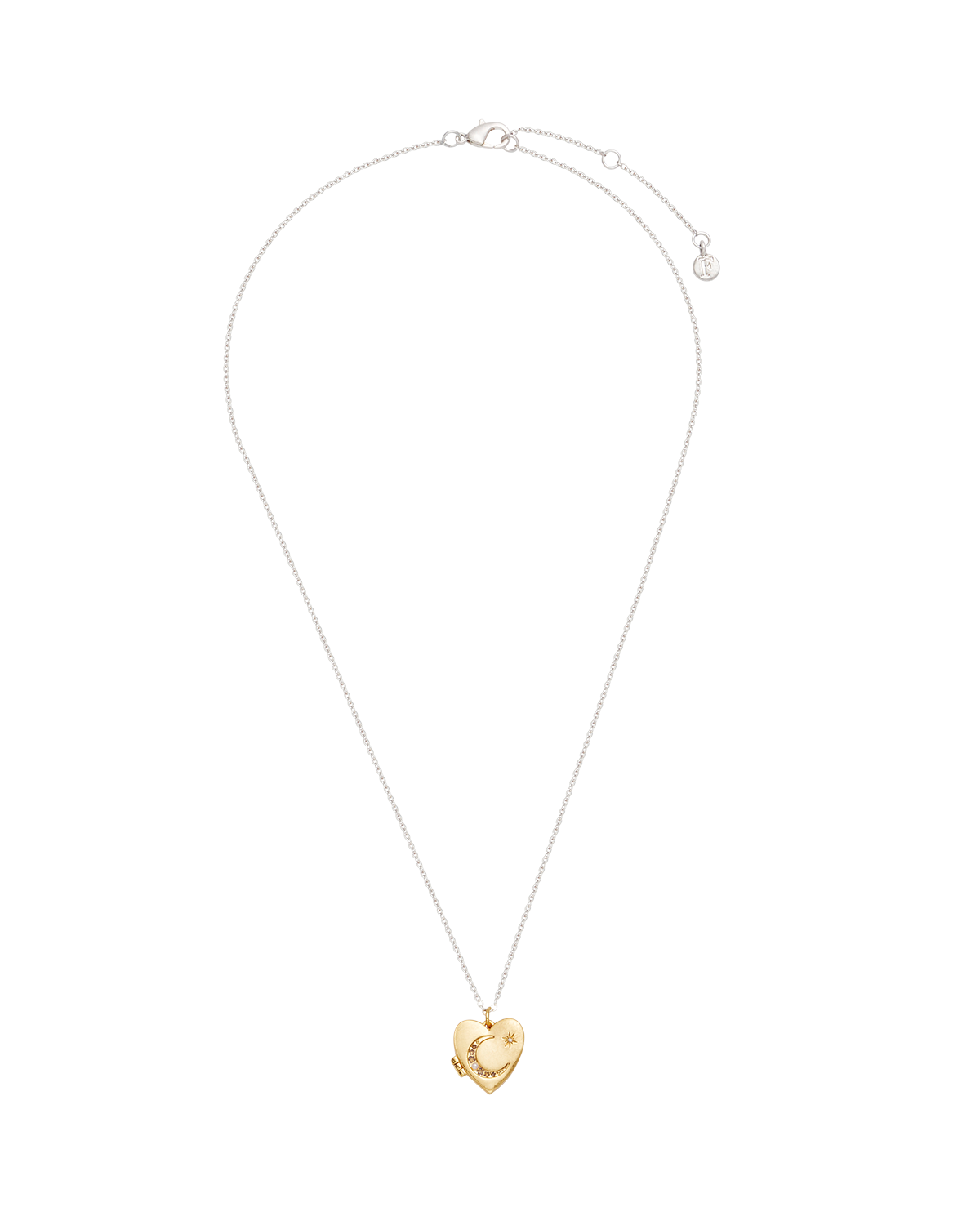 Selene Moon & Periwinkle Locket Necklace in Gold
