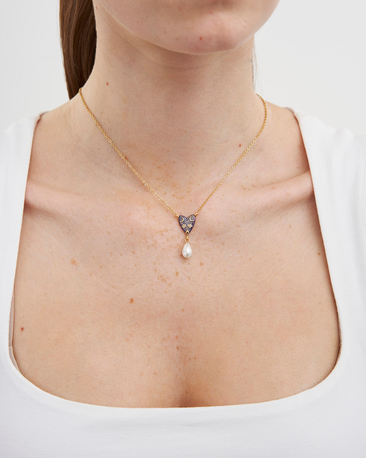 Jasmine Moon Butterfly & Pearl Necklace in Gold
