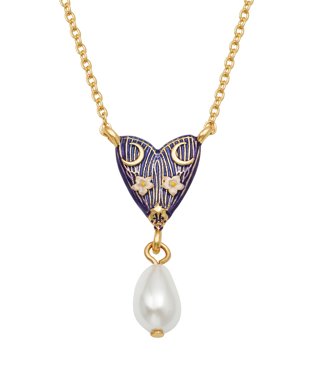Jasmine Moon Butterfly & Pearl Necklace in Gold