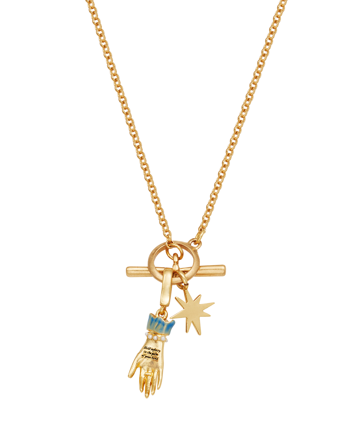 Palm Of Your Hand Pearl Toggle Necklace in Gold