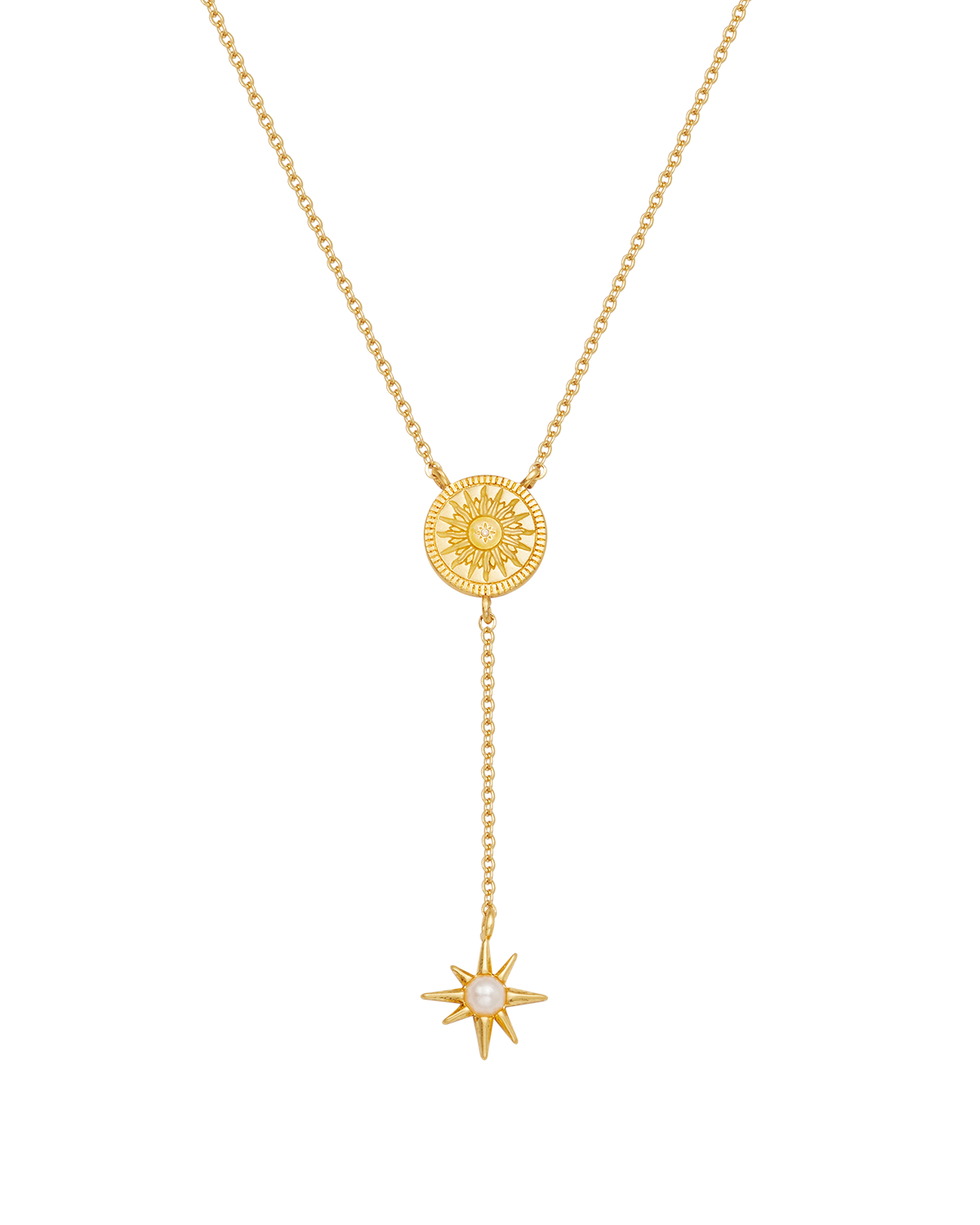 Sun Lariat Necklace in Gold