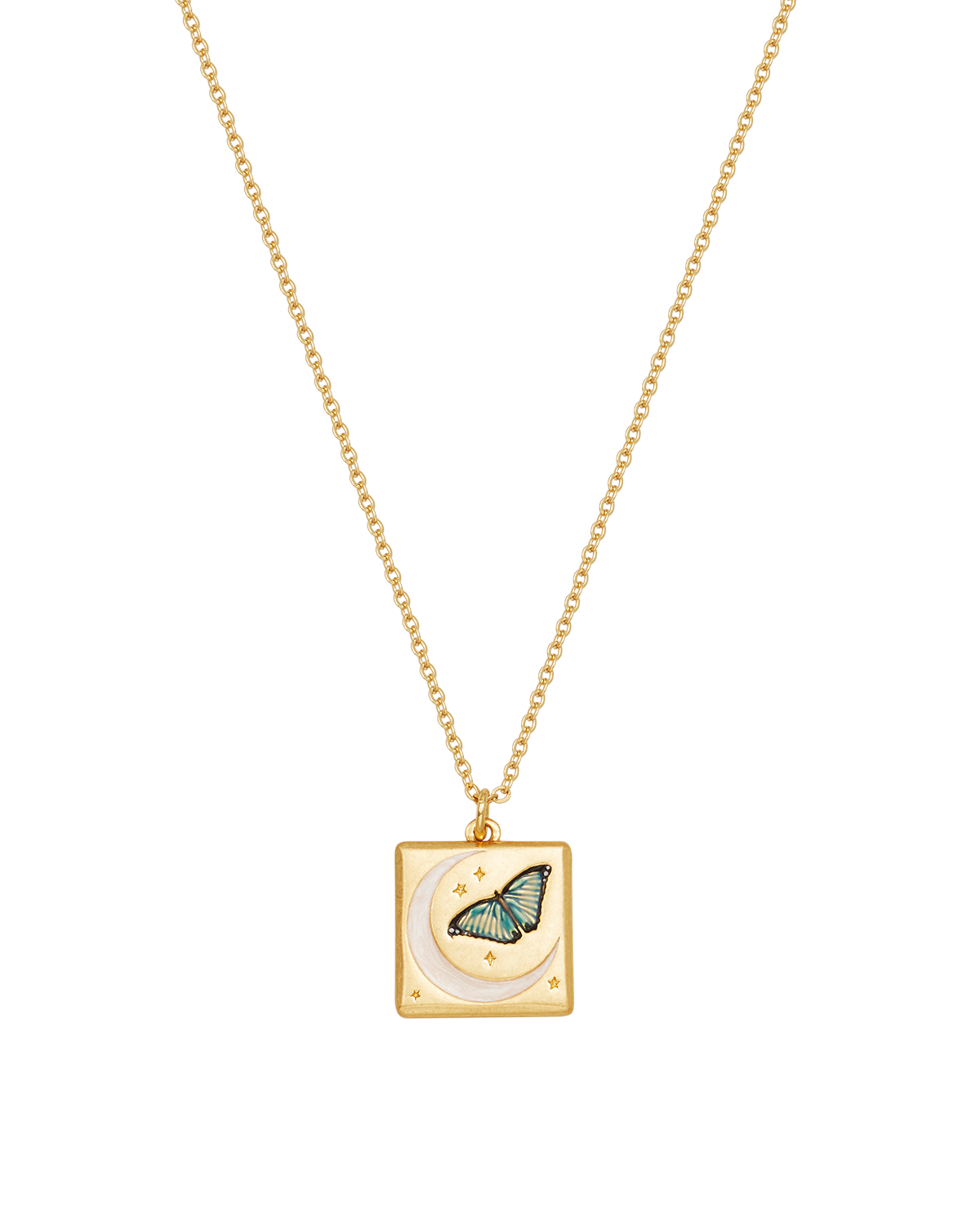 Butterfly & Moon Necklace in Gold