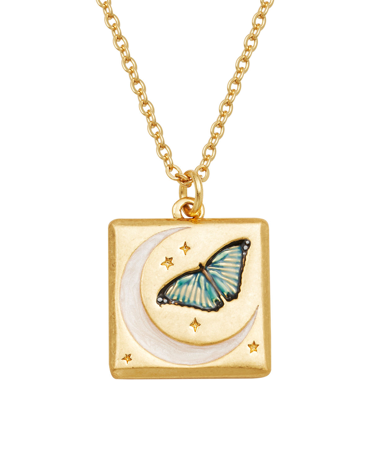Butterfly & Moon Necklace in Gold