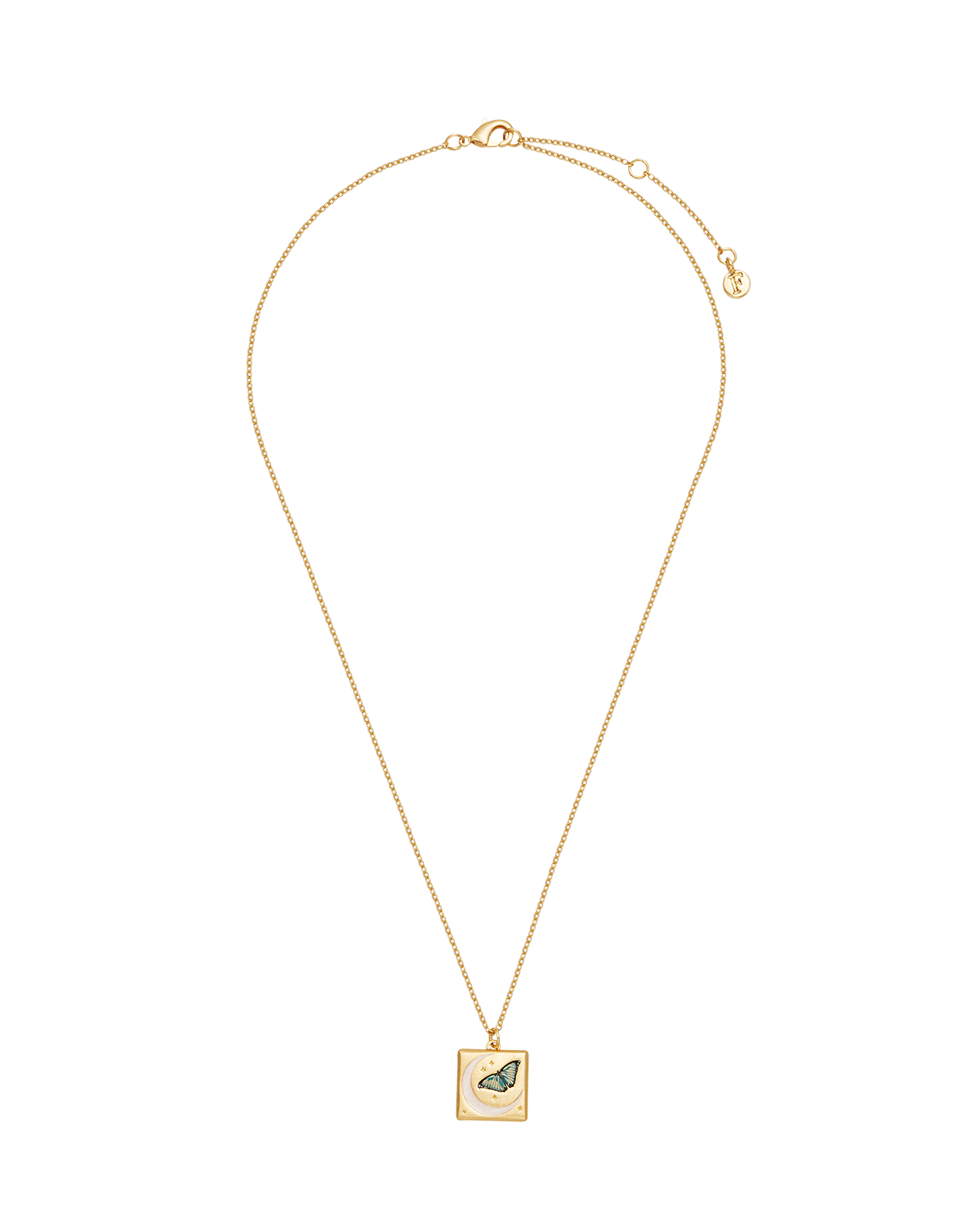 Butterfly & Moon Necklace in Gold