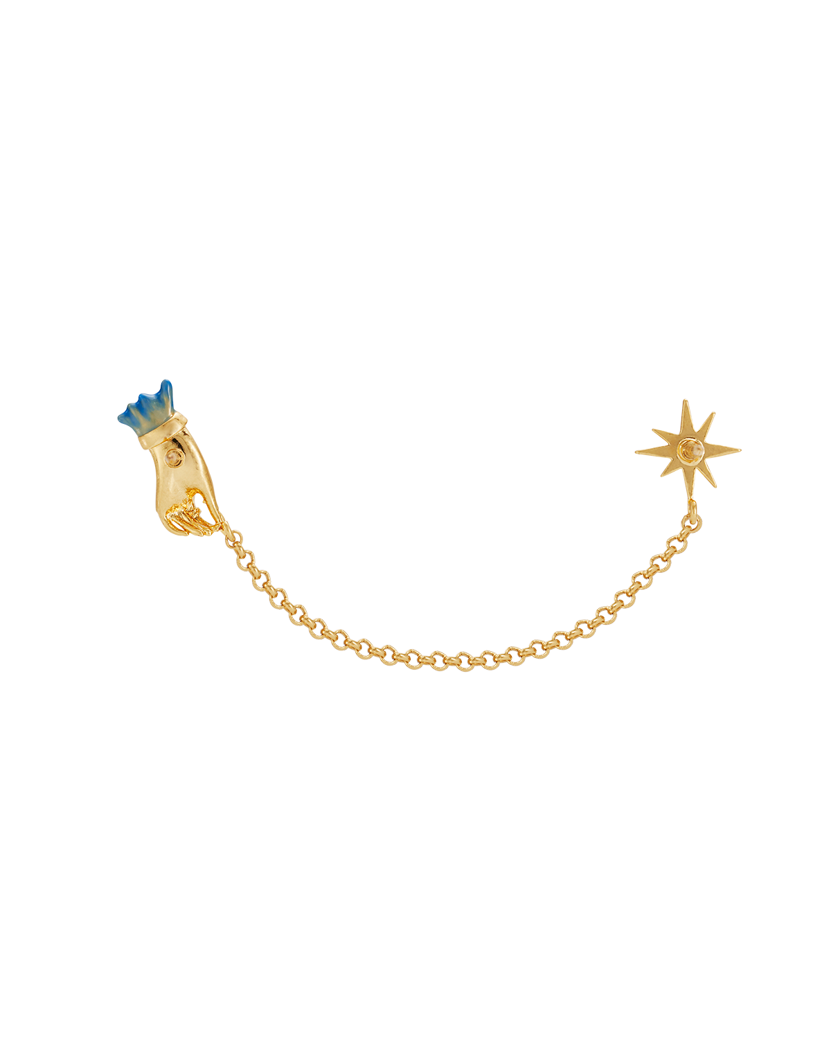 Palm Of Your Hand Pearl Chain Collar Brooch in Gold