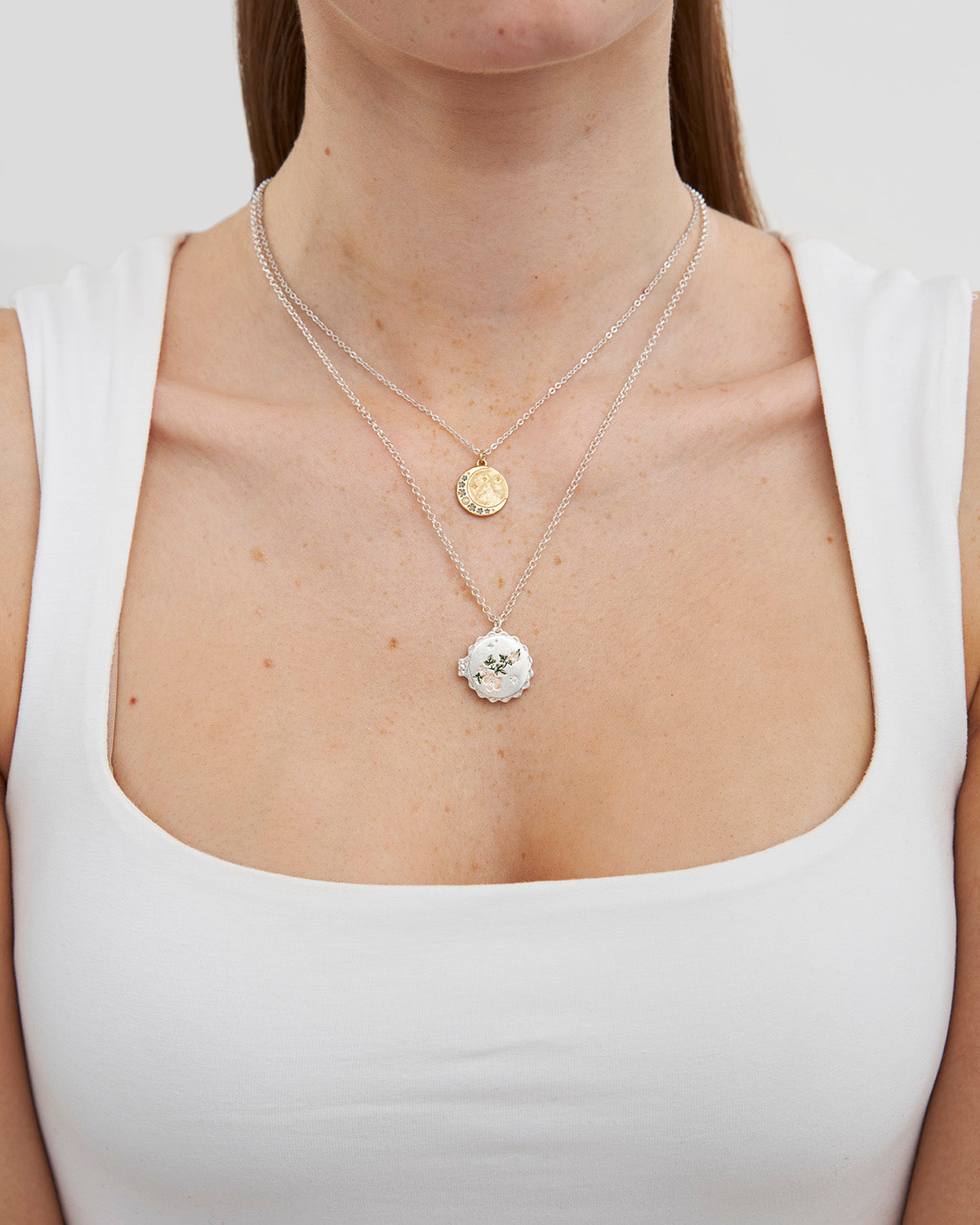 Ivy Blossom Locket Necklace in Silver