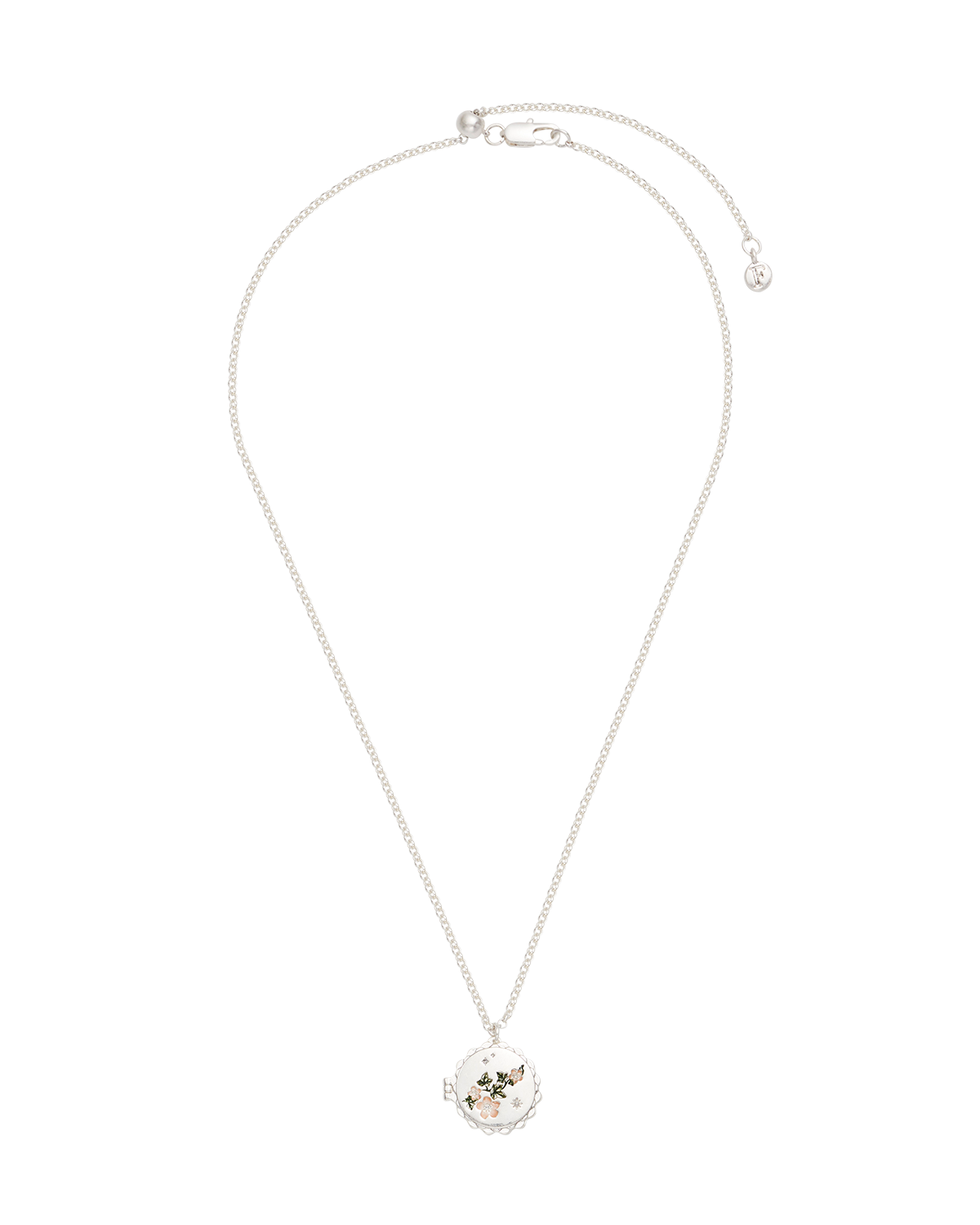 Ivy Blossom Locket Necklace in Silver