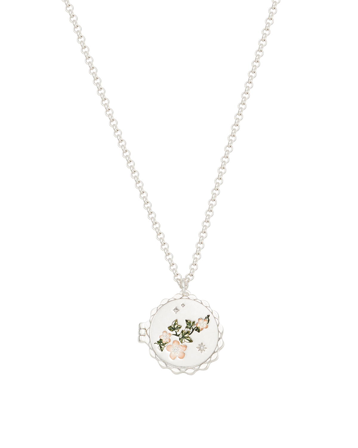 Ivy Blossom Locket Necklace in Silver
