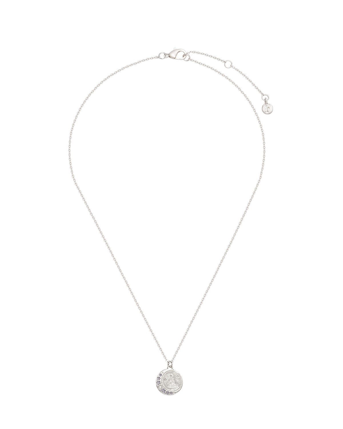 Selene Moon & Periwinkle Necklace in Silver