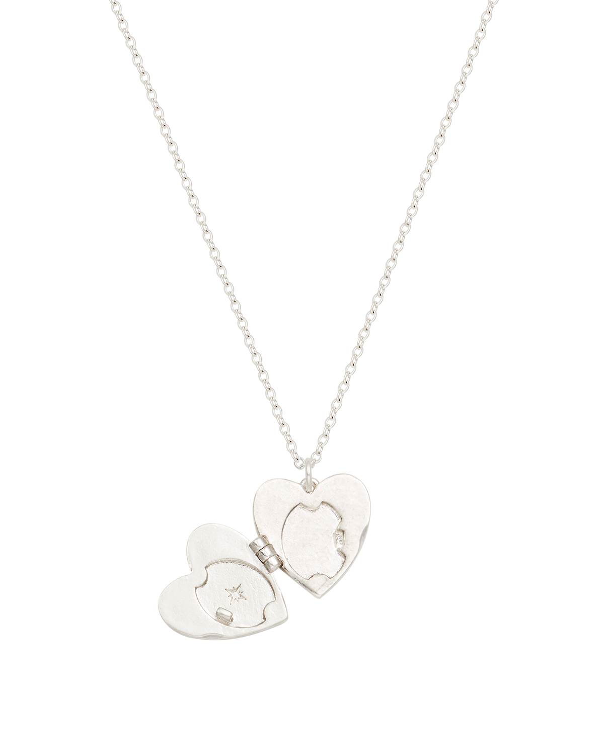 Selene Moon & Periwinkle Locket Necklace in Silver