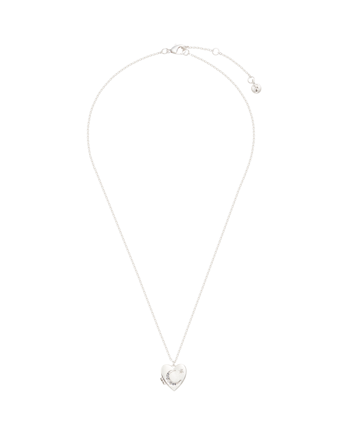 Selene Moon & Periwinkle Locket Necklace in Silver