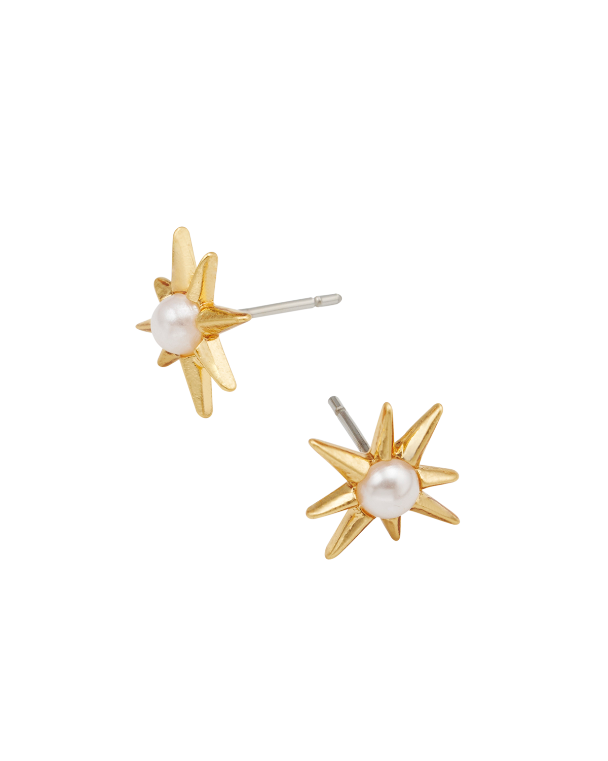 Star Pearl Stud Earrings in Gold