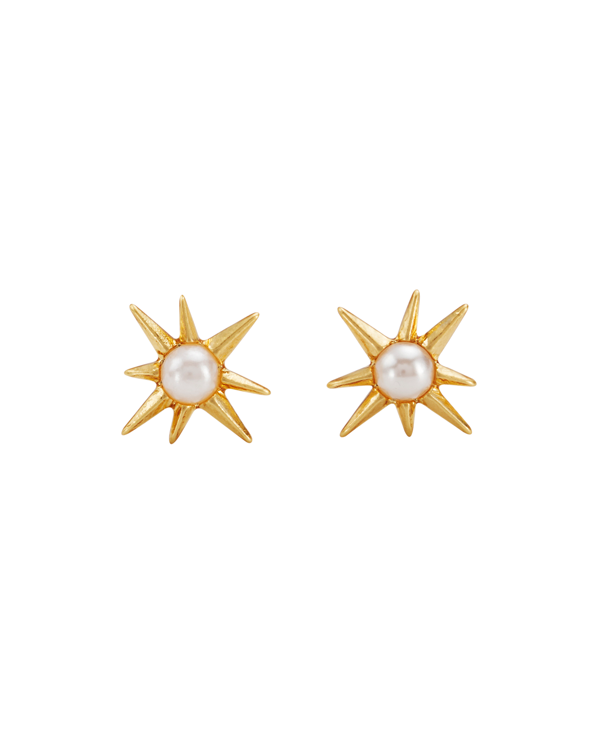 Star Pearl Stud Earrings in Gold