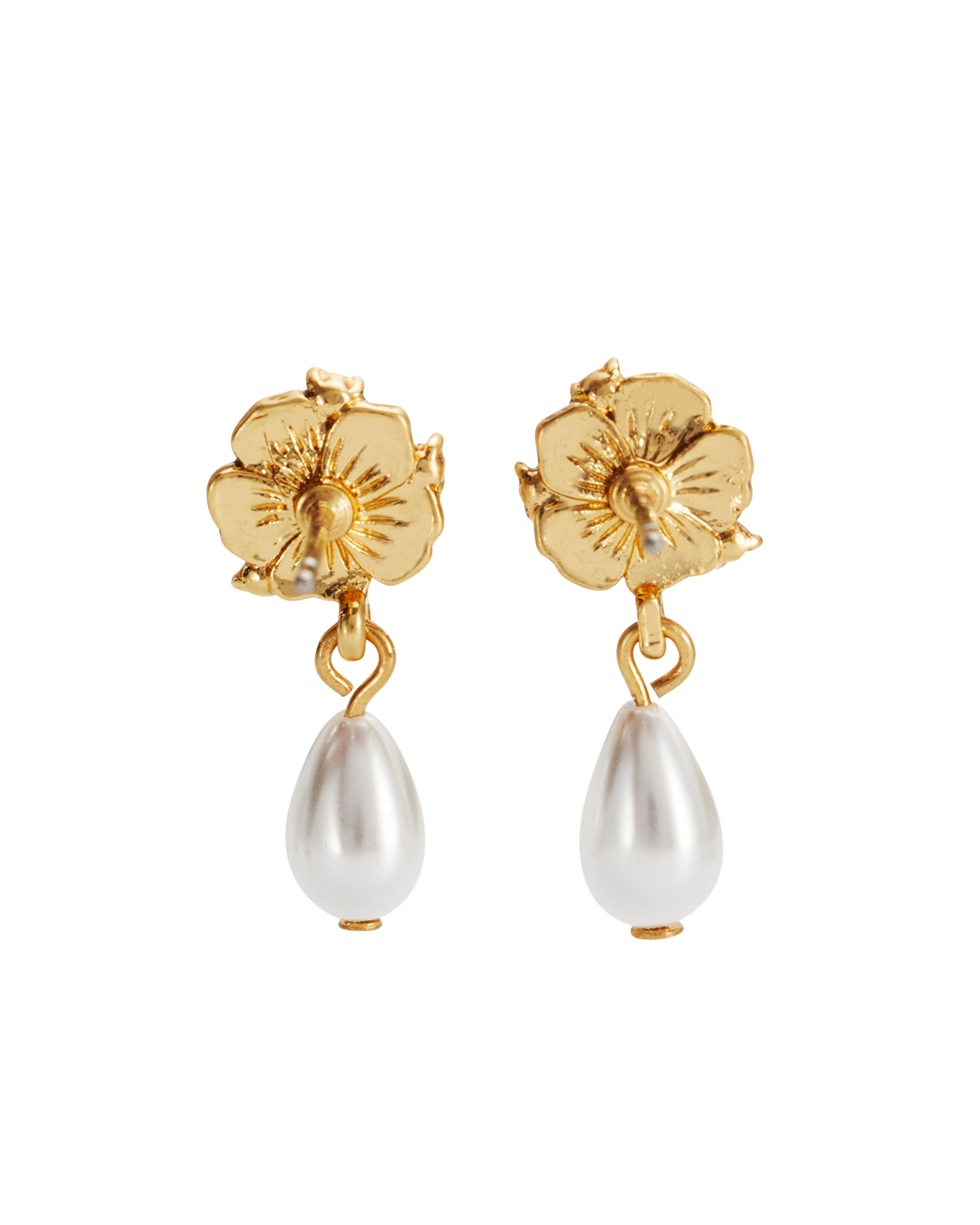 Larkspur & Pearl Drop Earrings in Gold