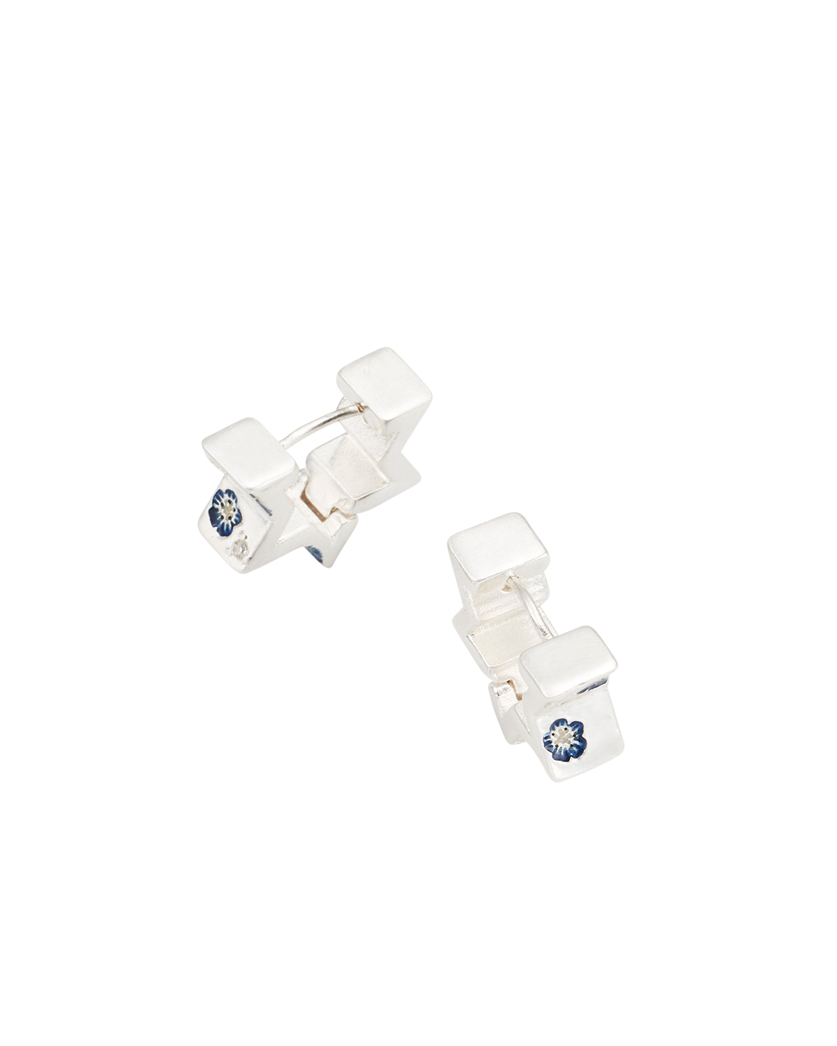 Larkspur Huggie Earrings in Silver
