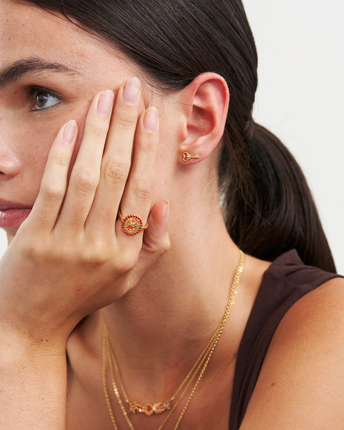 Key Stud Earrings in Gold