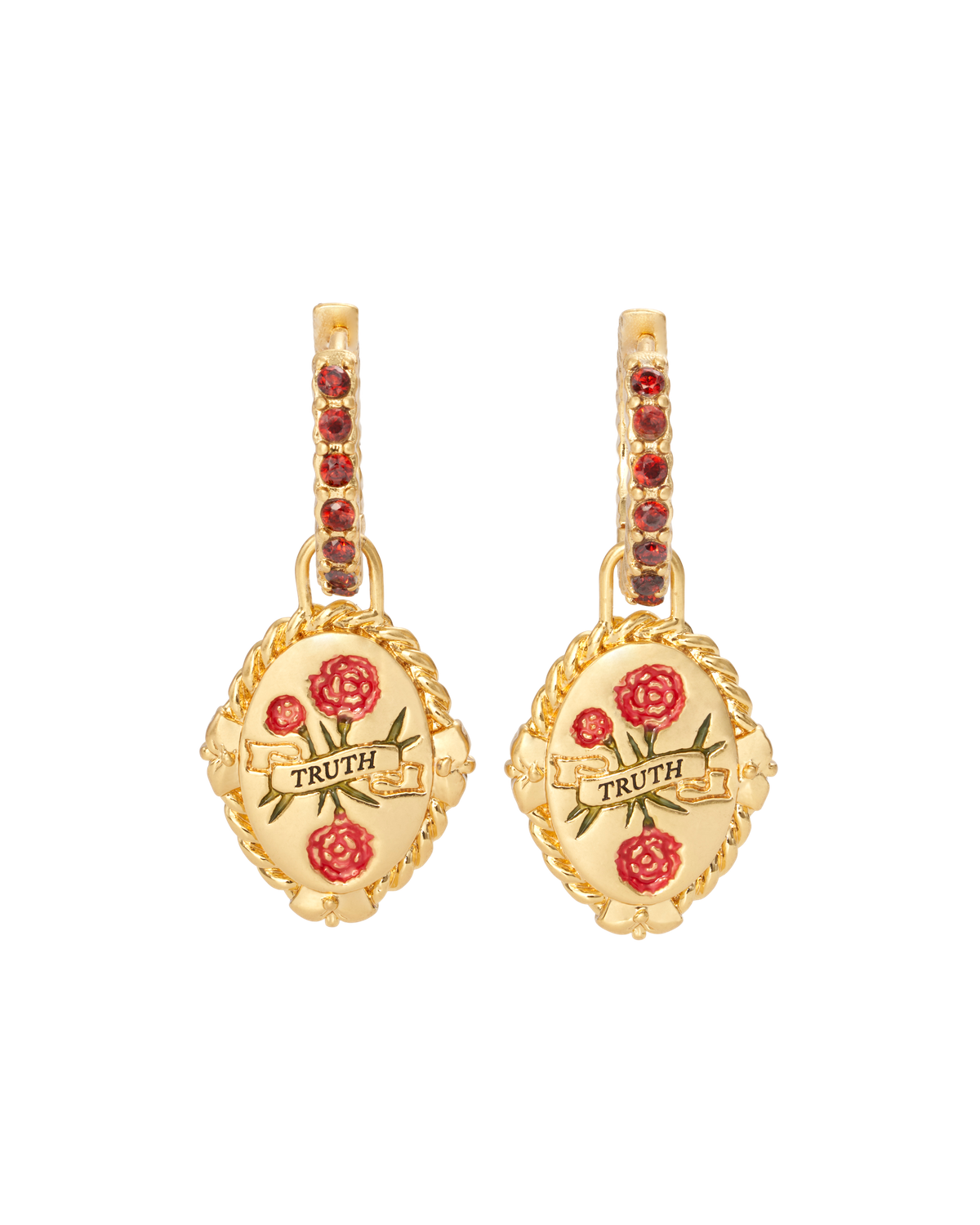January Birthstone Carnation Huggie Earrings
