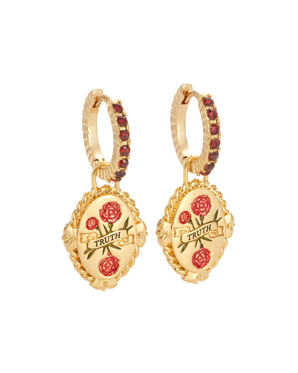 January Birthstone Carnation Huggie Earrings