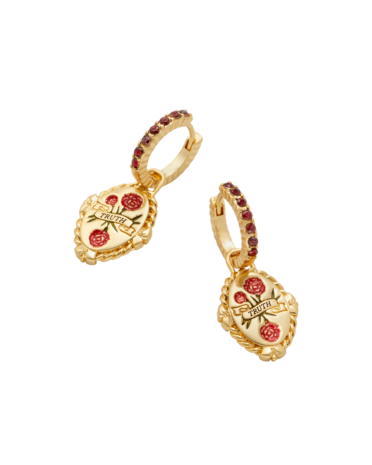 January Birthstone Carnation Huggie Earrings