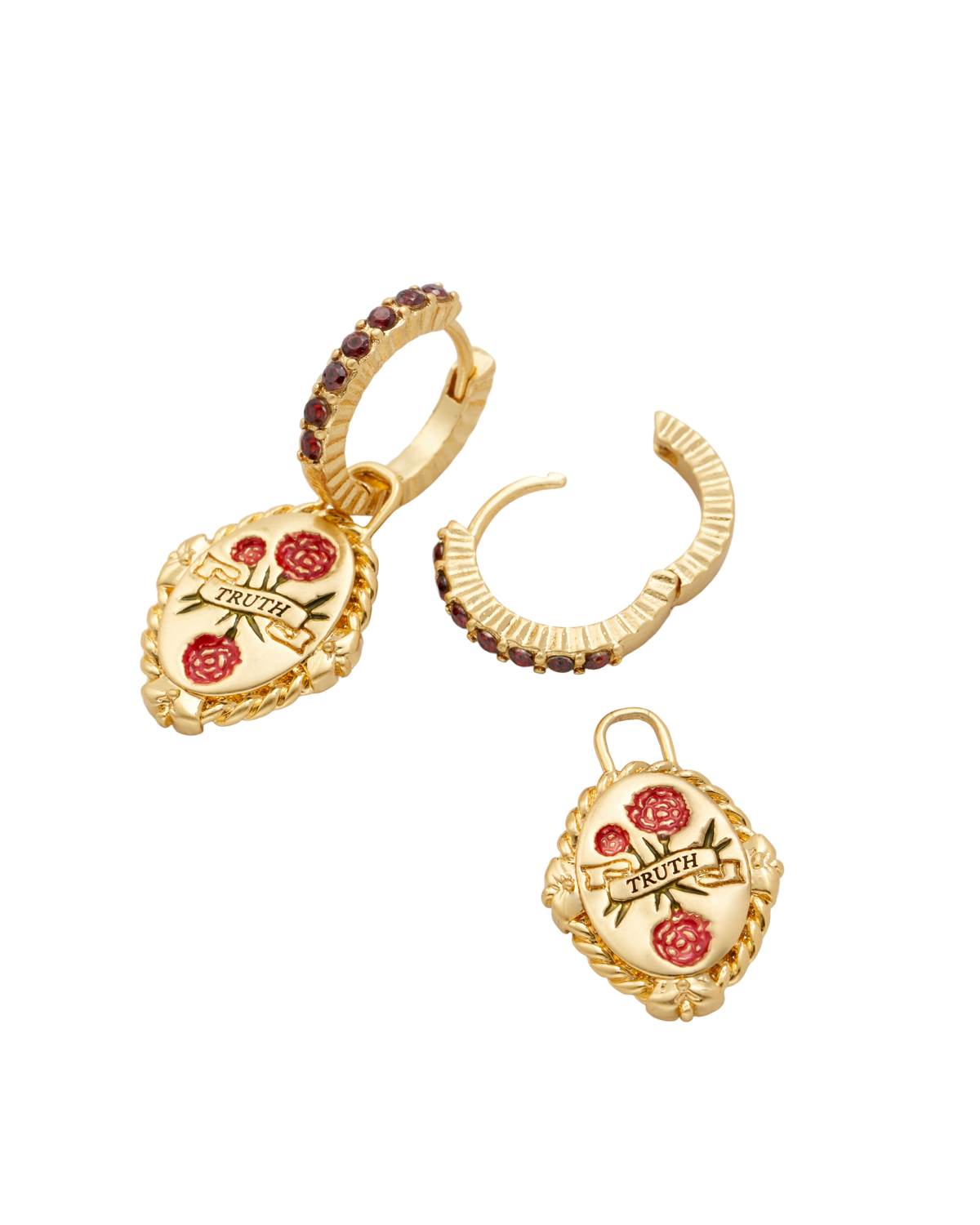 January Birthstone Carnation Huggie Earrings