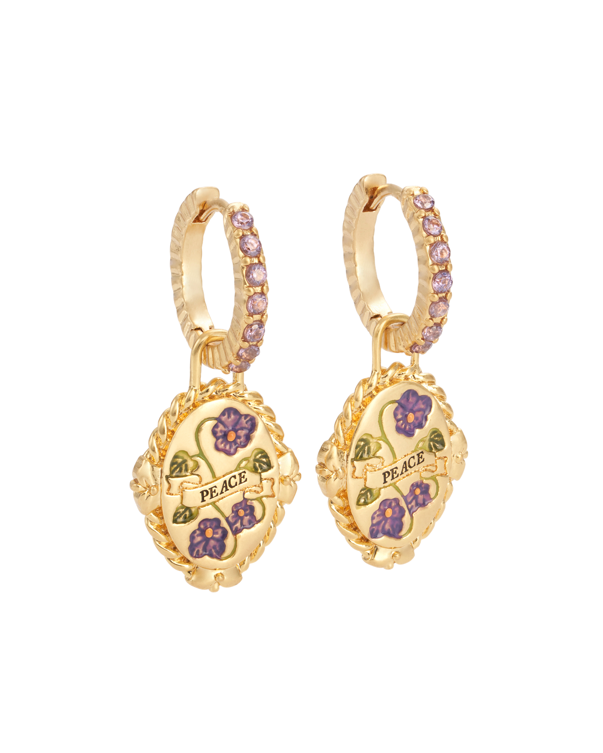 February Birthstone Violet Huggie Earrings