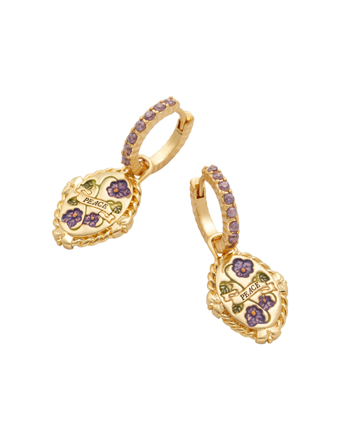 February Birthstone Violet Huggie Earrings