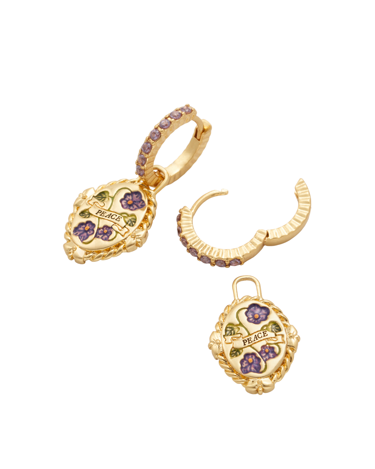 February Birthstone Violet Huggie Earrings