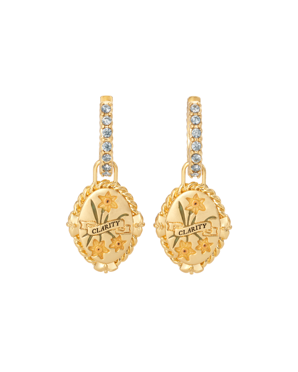 March Birthstone Daffodil Huggie Earrings