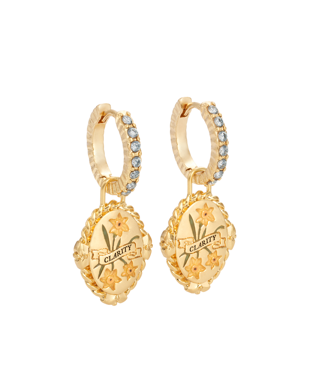 March Birthstone Daffodil Huggie Earrings