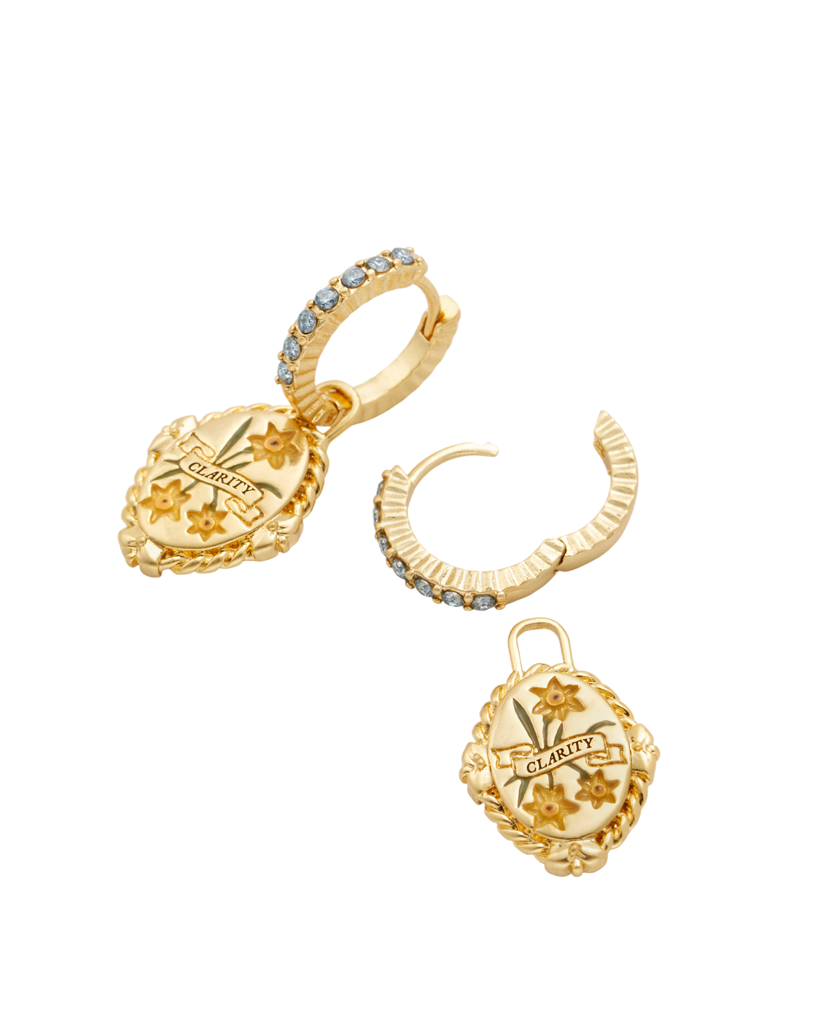 March Birthstone Daffodil Huggie Earrings