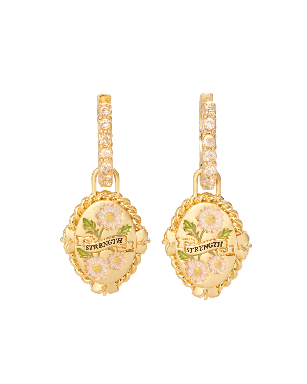 April Birthstone Daisy Huggie Earrings