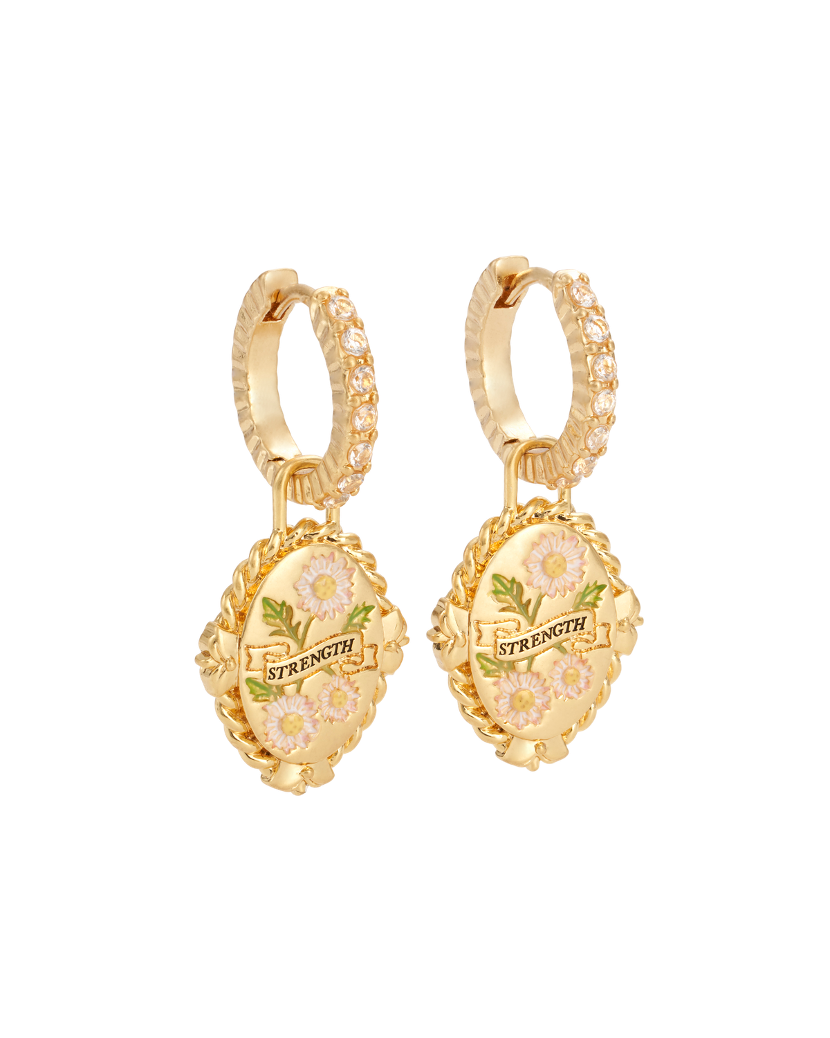 April Birthstone Daisy Huggie Earrings
