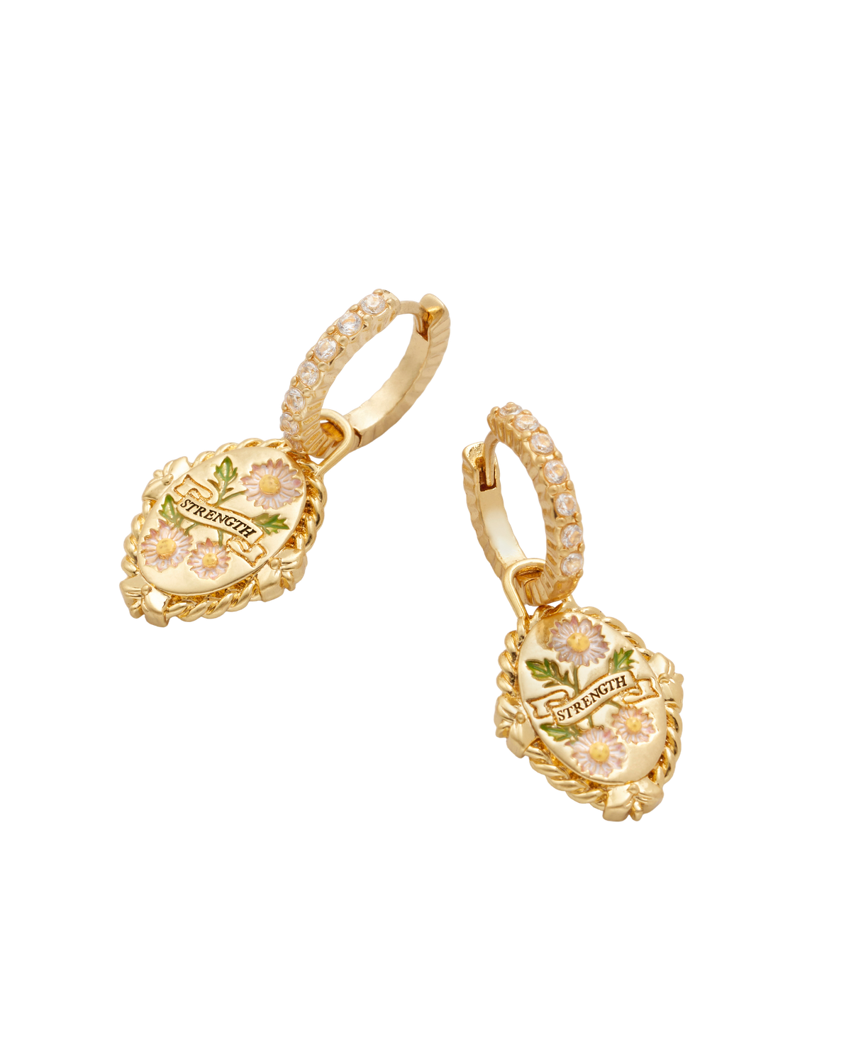 April Birthstone Daisy Huggie Earrings