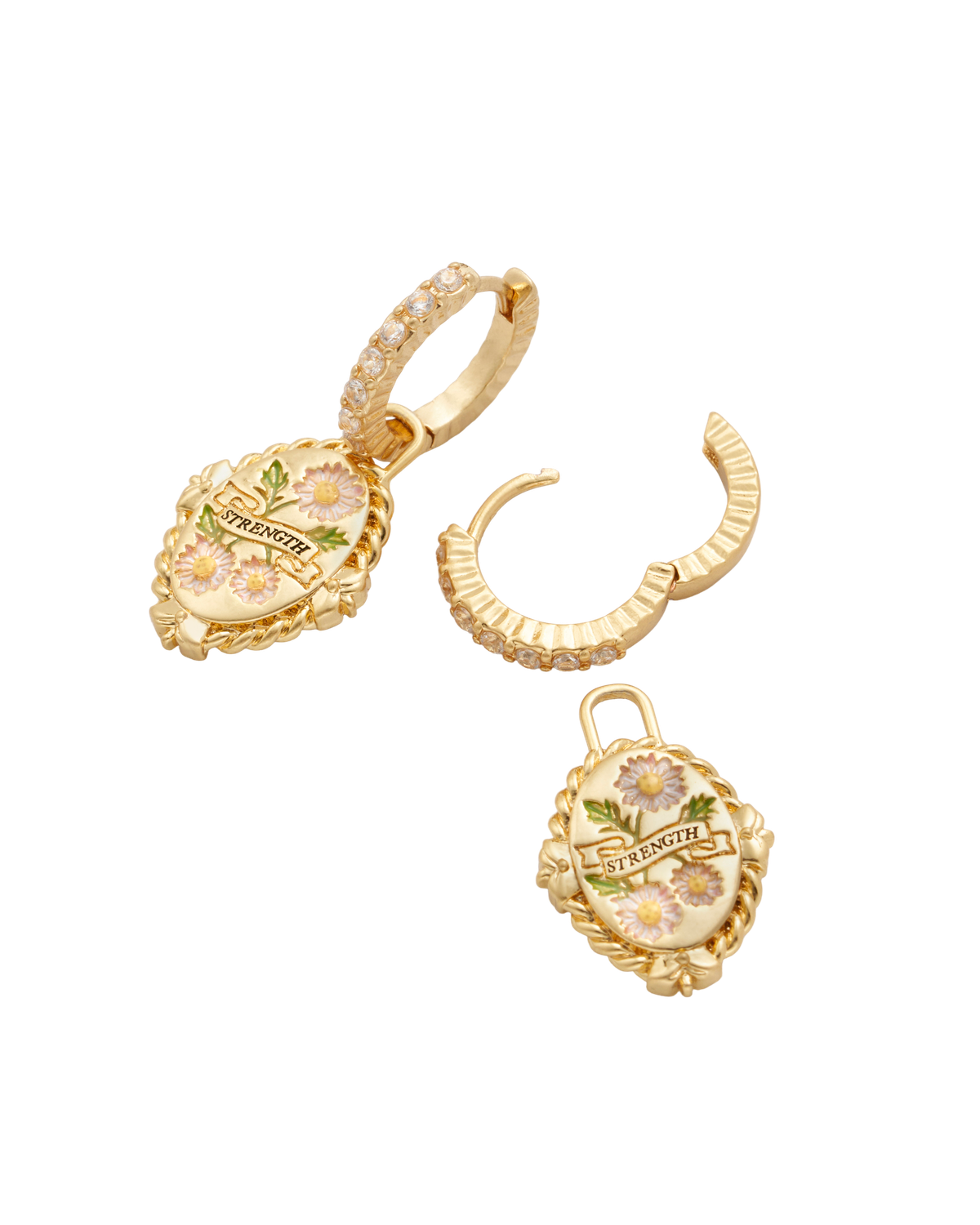April Birthstone Daisy Huggie Earrings
