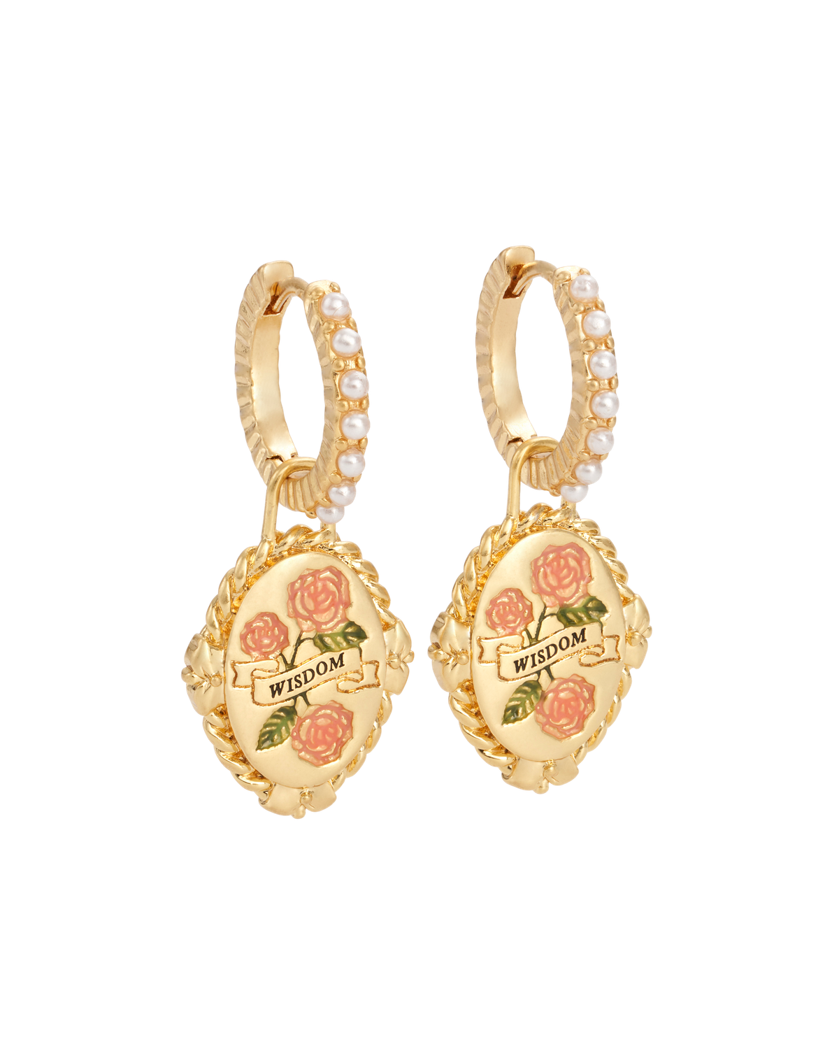June Birthstone Rose Huggie Earrings