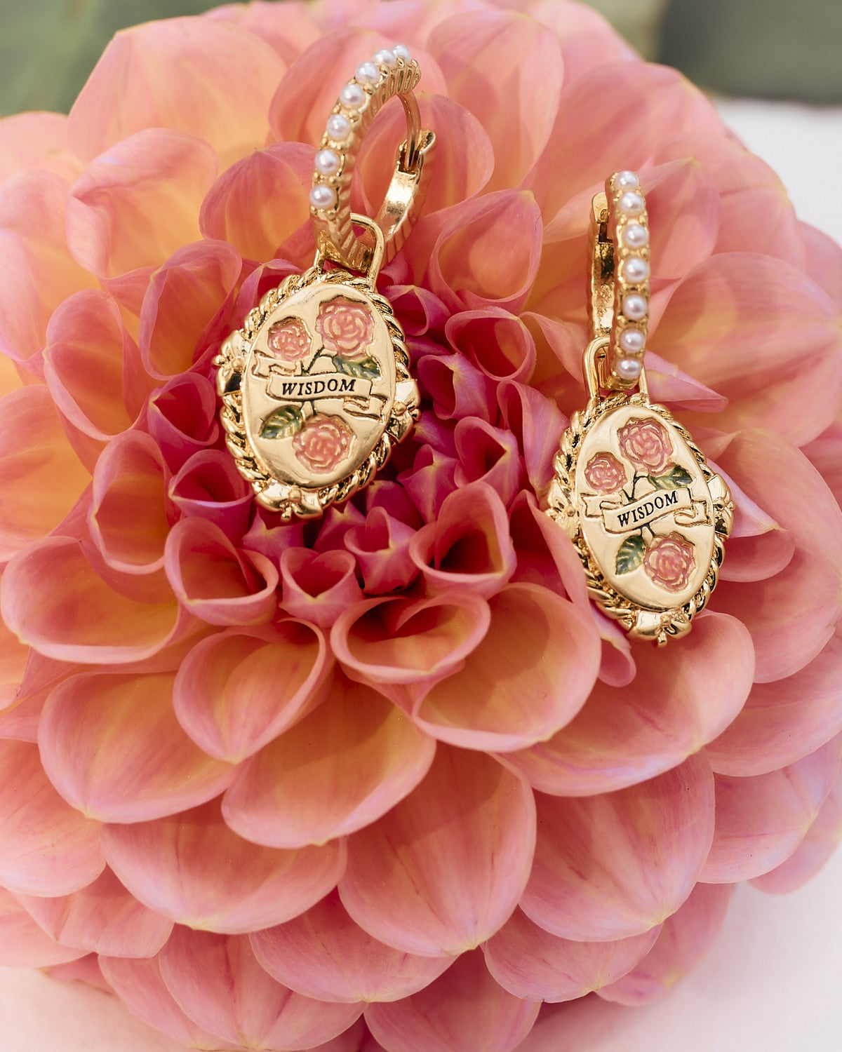 June Birthstone Rose Huggie Earrings