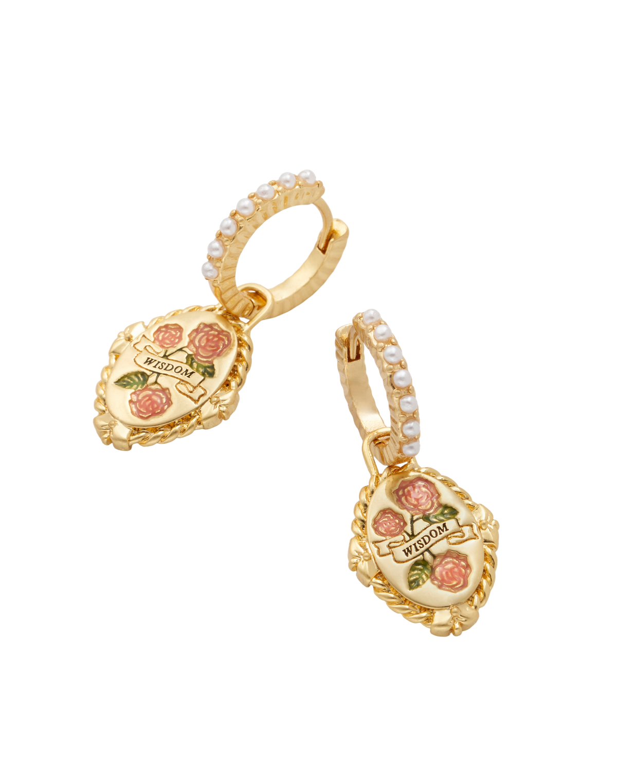 June Birthstone Rose Huggie Earrings