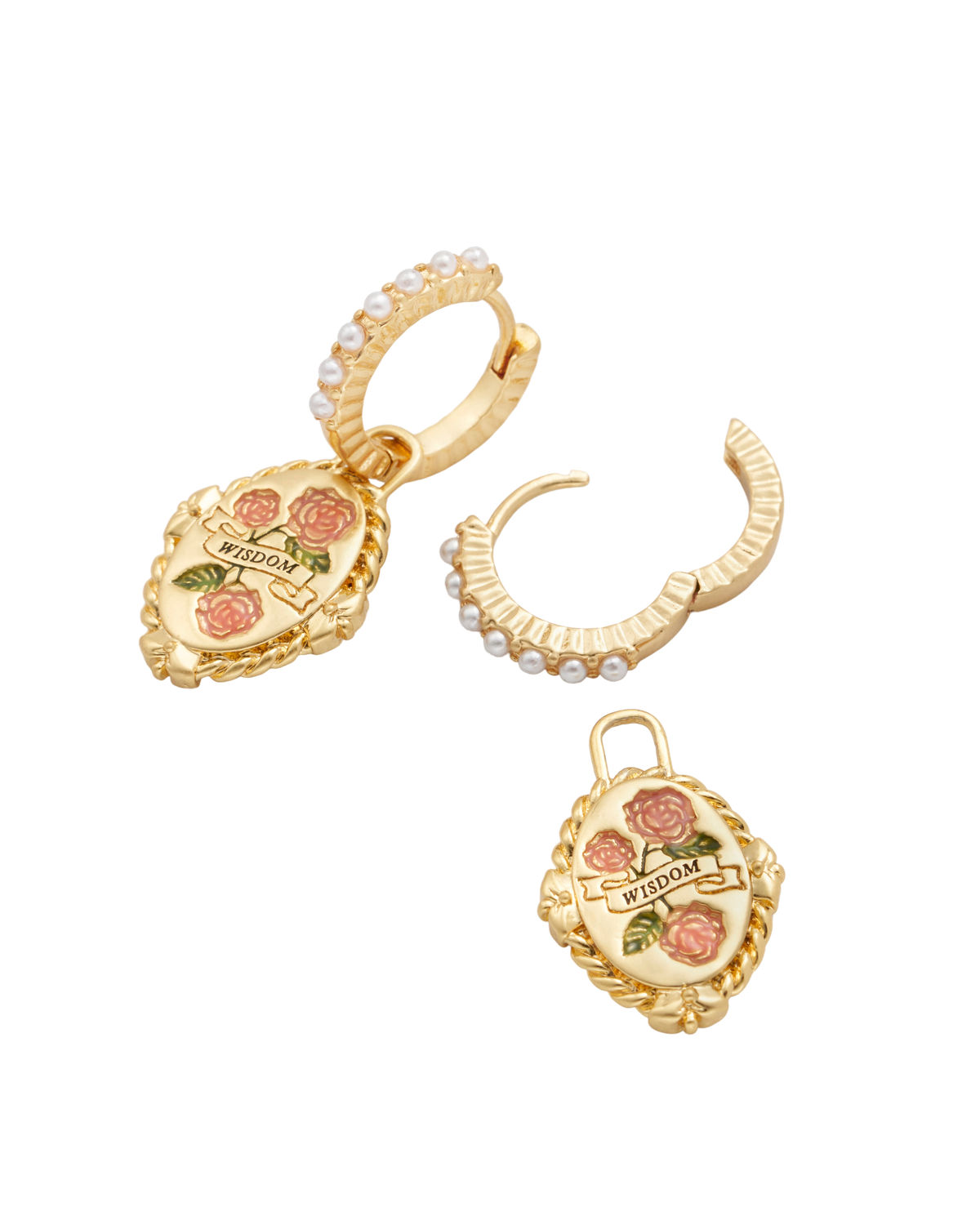 June Birthstone Rose Huggie Earrings