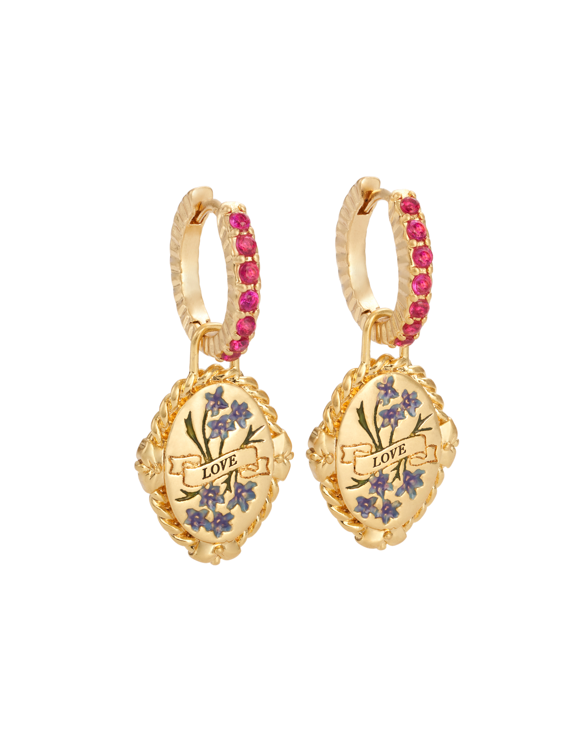 July Birthstone Larkspur Huggie Earrings