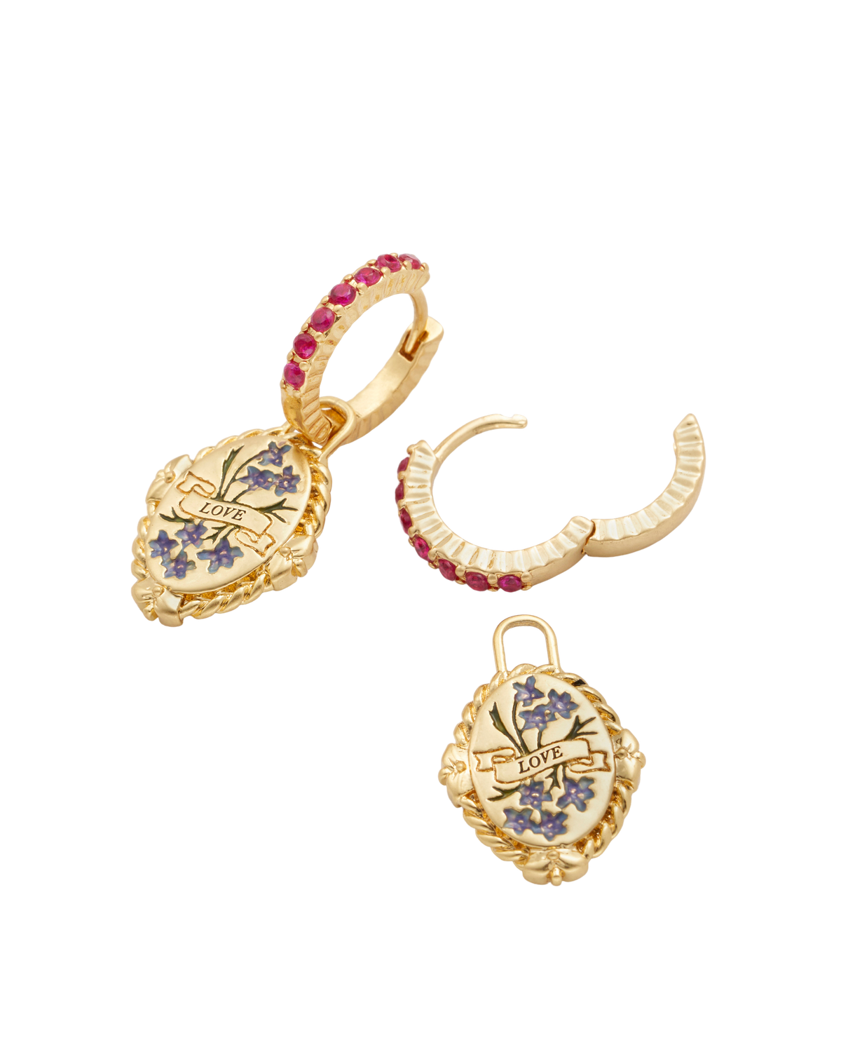 July Birthstone Larkspur Huggie Earrings