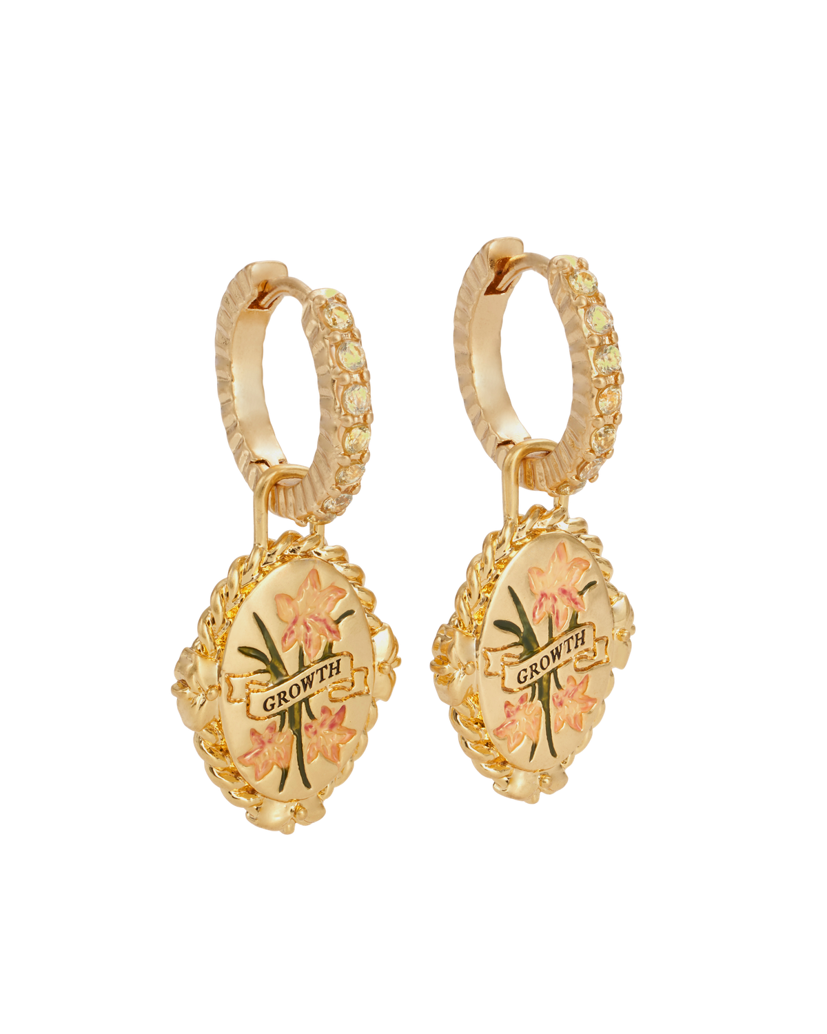 August Birthstone Gladiolus Huggie Earrings