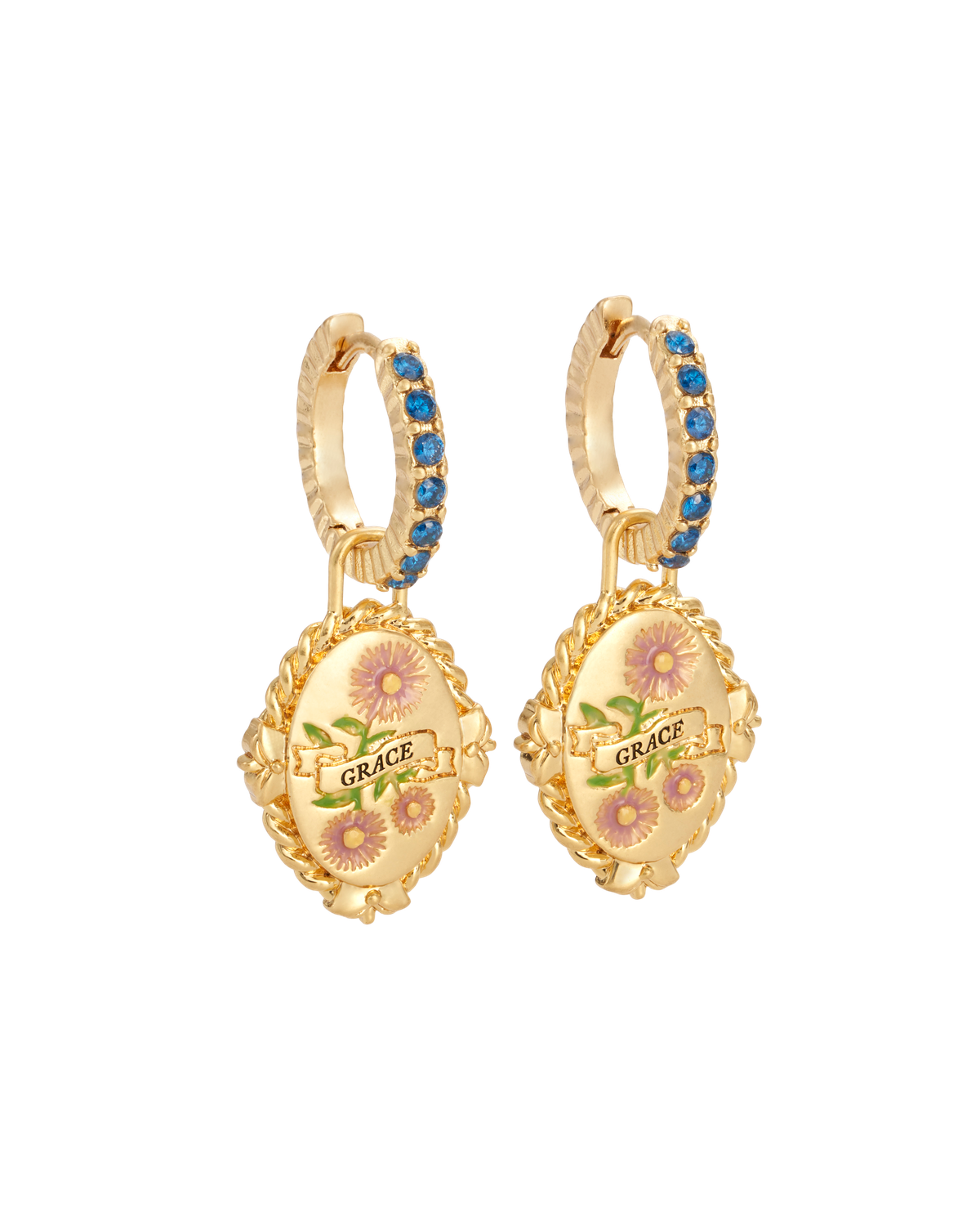 September Birthstone Aster Huggie Earrings
