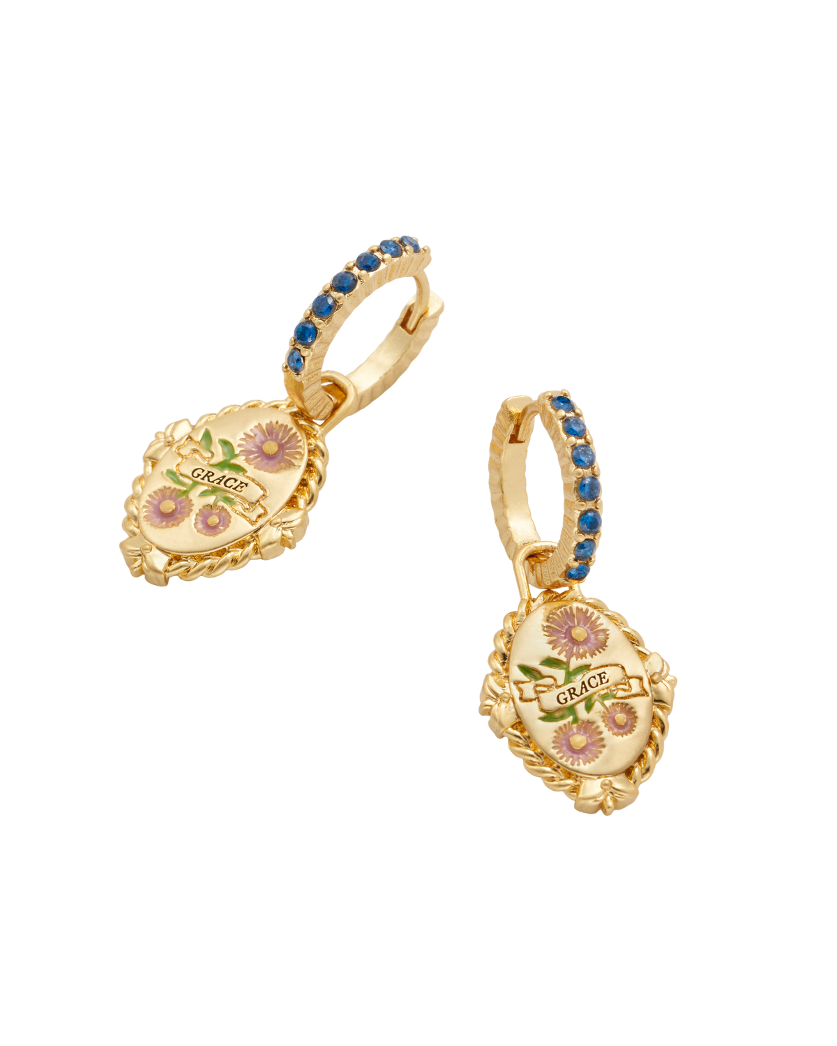 September Birthstone Aster Huggie Earrings