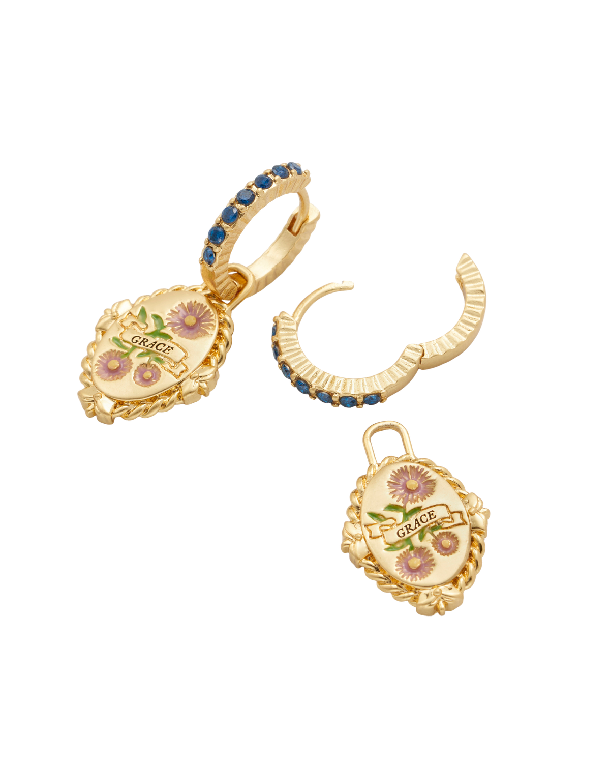 September Birthstone Aster Huggie Earrings