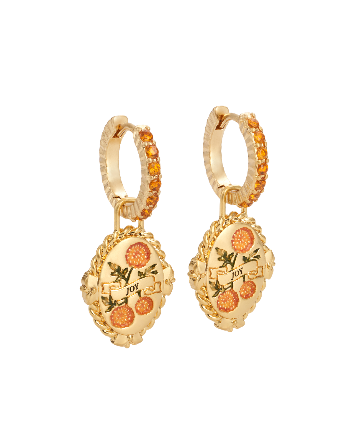 November Birthstone Chrysanthemum Huggie Earrings