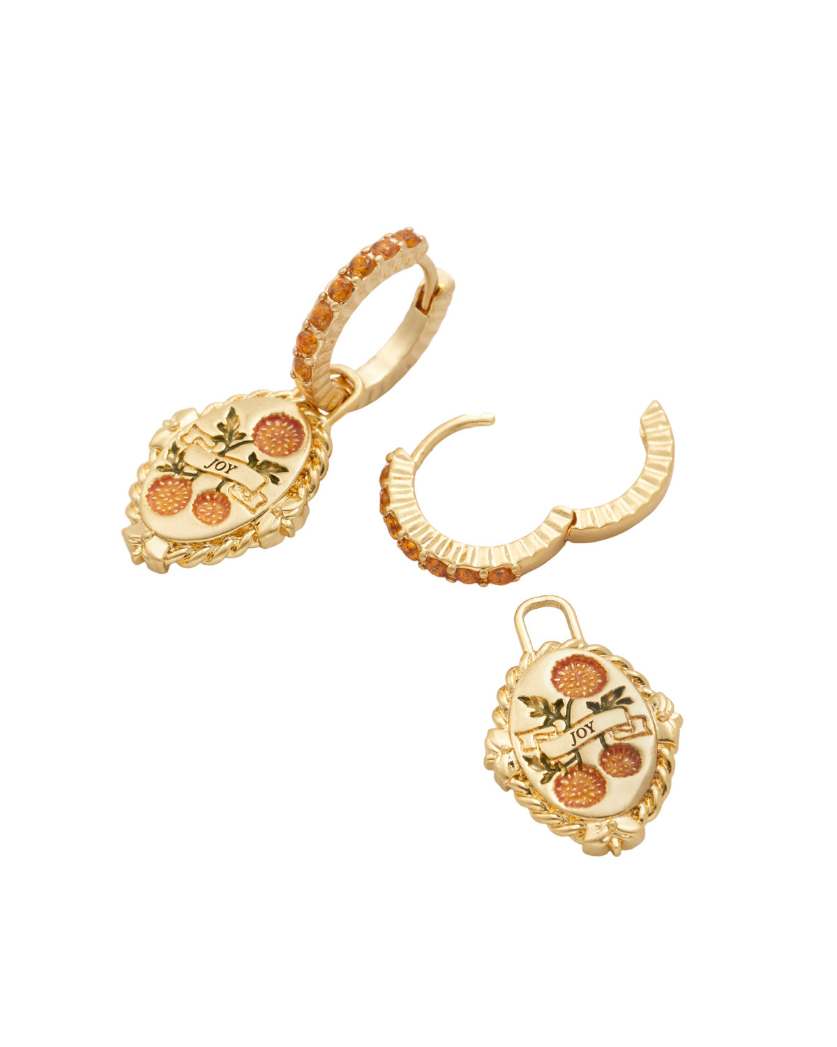 November Birthstone Chrysanthemum Huggie Earrings